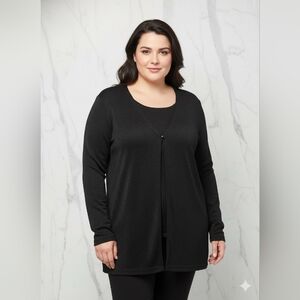 Notations Women's Black Open-Front Cardigan